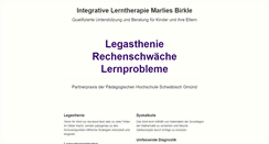 Desktop Screenshot of lerntherapie-marlies-birkle.de